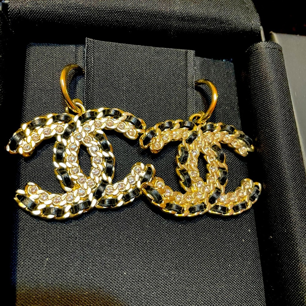 Chanel NIB XL Logo Runway Earrings